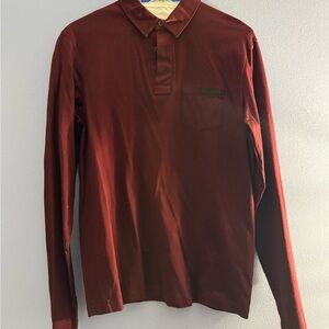 Prada Men's Burgundy Long Sleeve Shirt